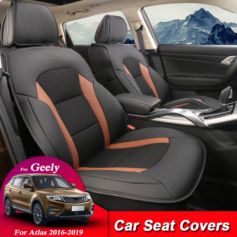 Чехлы для автомобильных сидений, набор кожаных чехлов для Geely Atlas-, автомобильные чехлы, стильные Защитные подушки для сидений, внутренние аксессуары