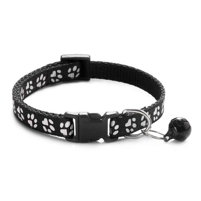 Cute Paw Print Adjustable Kitten Collar Bell Tie Cat Pet Puppy Colourful 3