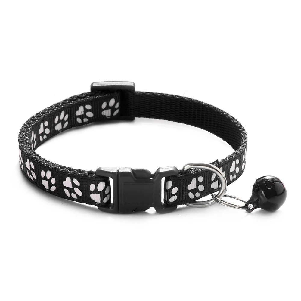 Cute Paw Print Adjustable Kitten Collar Bell Tie Cat Pet Puppy Colourful