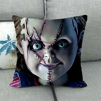 

Horror Movie Chucky Cushion Cover Halloween Home Decoration Horror Movie Clown Printed Car Sofa Decor Throw Pillows Case
