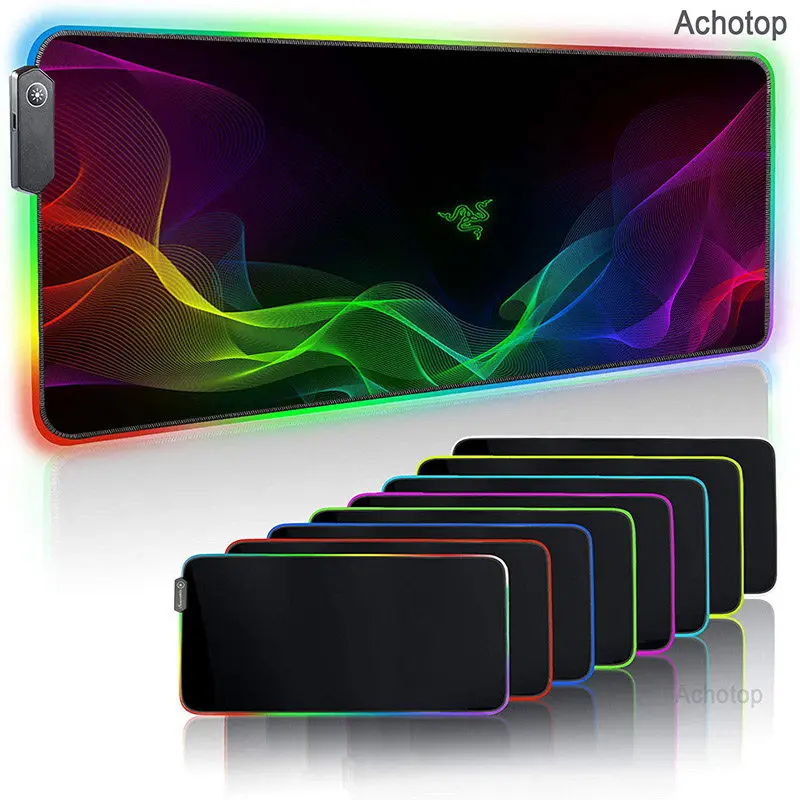 Коврик для мыши Razer игровой коврик с логотипом аниме RGB Нескользящий Резиновый LED