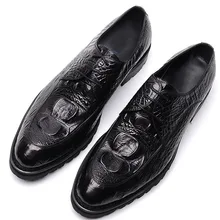New Fashion Alligator Pattern Single Lace Up Formal Shoes Men Pointed Toe Dress Shoes Breathable Groom Wedding Shoes
