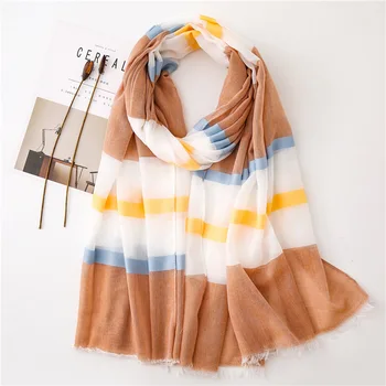 

Japanese styles scarves women's quality cotton leprosy scarf spring and autumn thin large stripe silk scarf sunscreen shawl