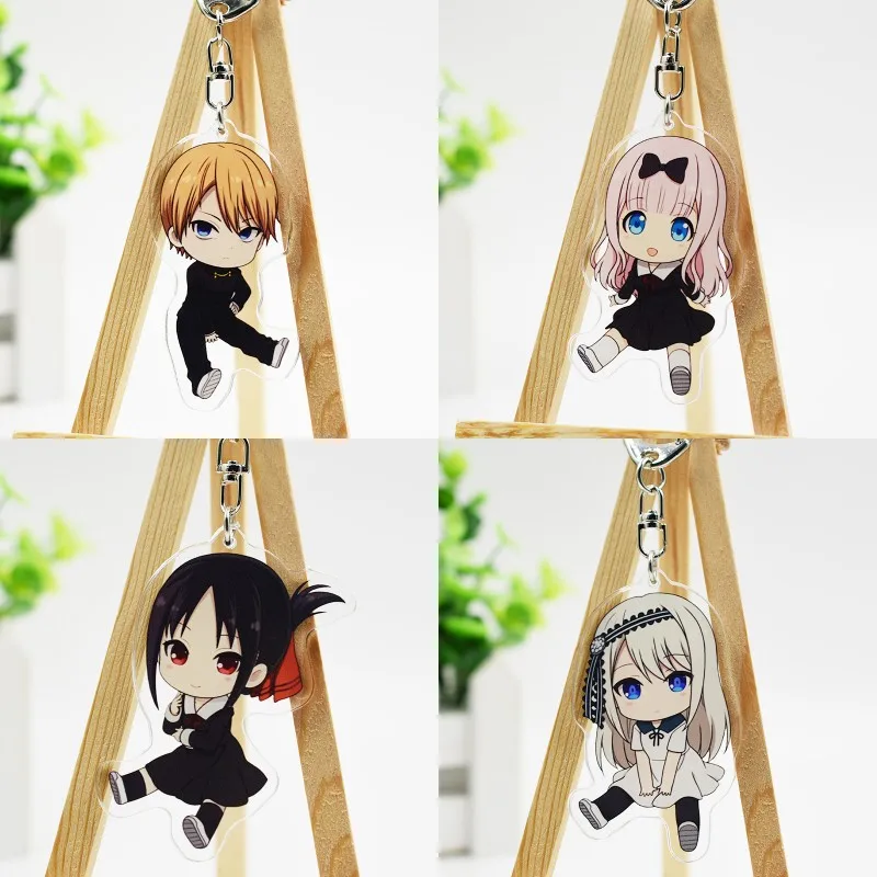 4pcs Anime Kaguya-sama Love is War Acrylic Pendant Cosplay Prop Keychain Backpack Decor Keyring Collectible for Boy Girl Gift | Украшения и