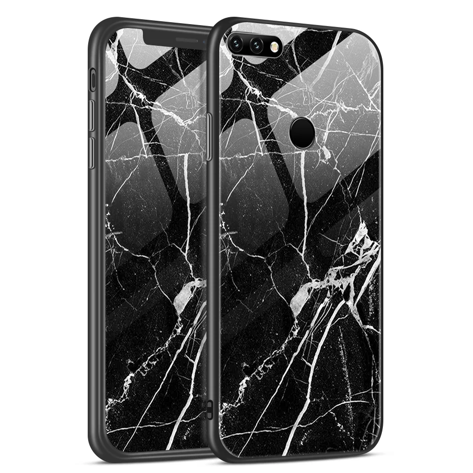 W122 Для huawei Y7 Prime /Enjoy8 Роскошный чехол из закаленного стекла для huawei Enjoy 9/9 S Модный противоударный защитный чехол для телефона - Цвет: W122