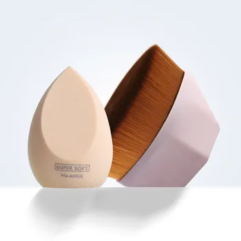 

ESSANCEYA 1X Foundation Brush +1X Powder Puff Natural Soft Powder Foundation BB CC Cream Blush Makeup Sponge Set Cosmetic Tools
