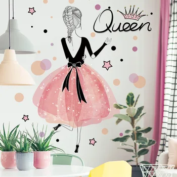 

99*94cm The Queen Pretty Girl Wall Stickers for Bedroom Kids room Girl's room Wall Decor Removable Vinyl Art Home Decals
