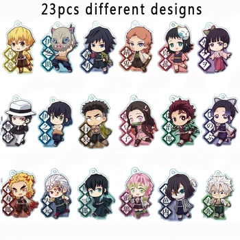 

23pcs Demon Slayer Kimetsu no Yaiba Keychain Cute Acrylic Tanjirou Nezuko Agatsuma Zenitsu Rengoku Kyoujurou Keyring Xms Gift