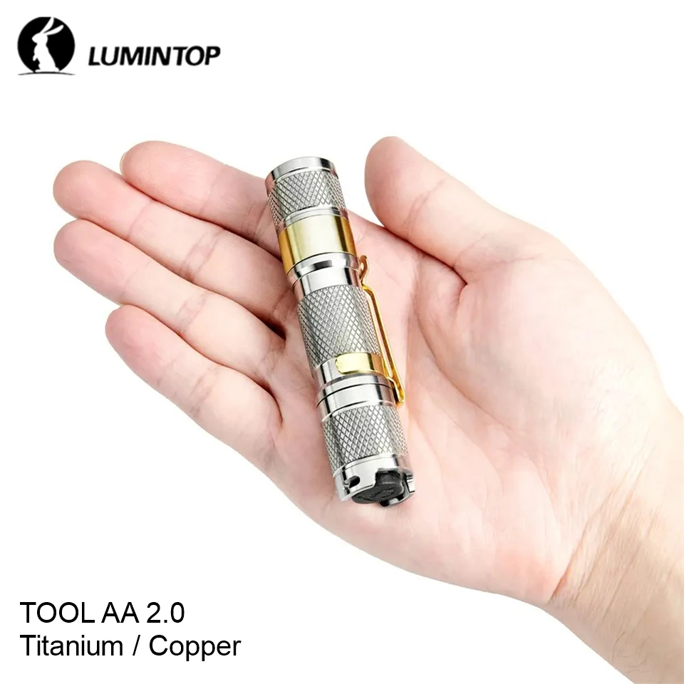 US $41.89 Lumintop TOOL AA 20 Titanium Copper Cree XPL HD LED Camping Flashlight Small Bright KeyChain AA 14500 Hand Torch With Diffuser