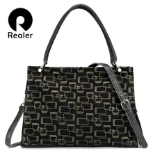 REALER, женские сумки из натуральной кожи, большая вместительность, сумки-тоут, высокое качество, женские сумки на плечо, животные принты, сумка через плечо
