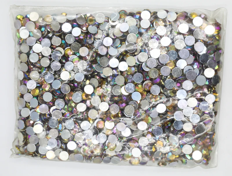 

Mid Coffee AB Color 1.5~7mm Flat Back Round Acrylic Rhinestones beads ,3D Acrylic Nail Art / Garment