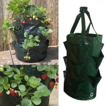 

Strawberry Planting Growing Bag 3 Gallons Multi-mouth Container Bags Grow Planter Pouch Root Bonsai Plant Pot Garden Supplies