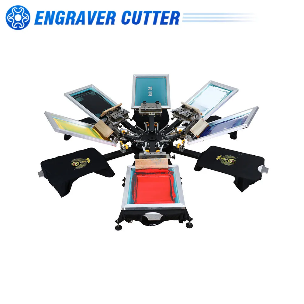 CALCA 6 Color Station Micro-Registration Screen Printing Machine with Alum Plate |