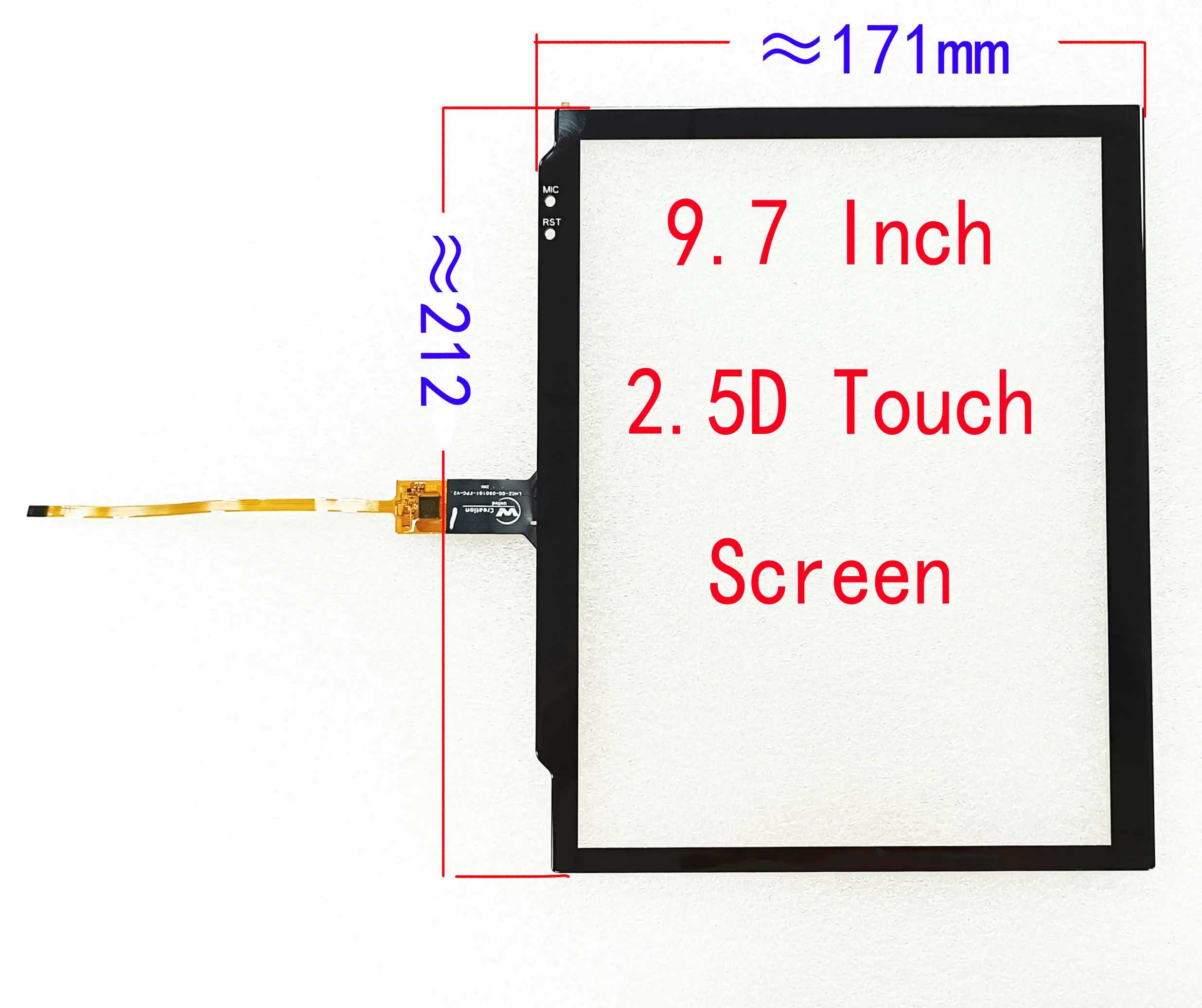 Sensor de Tela Sensível ao Toque para Rádio e Gps Vidro Digitalizador Painel Tesla 2.5d Gt911 6pin 212*171 mm 97 Pol