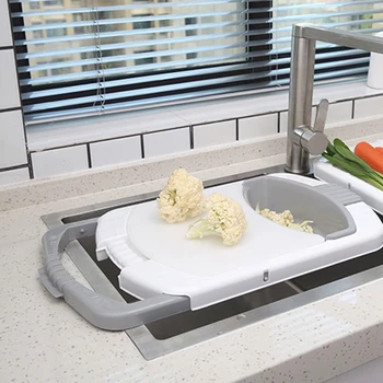 

Quality Multifunctional Kitchen Chopping Board Sink Drain Basket Cutting Board Vegetable Meat Tool Kitchen Accessories Chopping