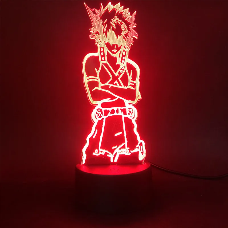 Anime My Hero Academia Led Night Light Cool Bakugou Katsuki Figurine Led 3d Lamp Nightlight Kids Bedroom Decor Birthday Gift Toy