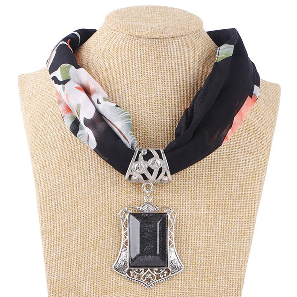 Luxury Scarf For Ladies Elegant Floral Print Floral Scarves Women Boho Beach Shawl Crystal Stone Casual Wrap Necklace Scarf#o19s