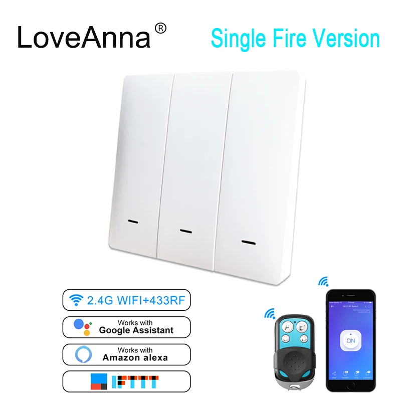 Настенный светильник ключатель для умного дома eWelink UK 1 2 3 клавиши Wi-Fi с одним