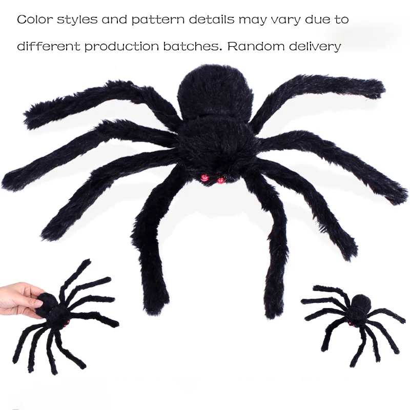 30 cm black spider Украшения-ужастики для хеллоуина реквизит плюшевый цвет Паук моделирование животных вечерние украшения подарки WJ259 - Цвет: 30 cm black spider