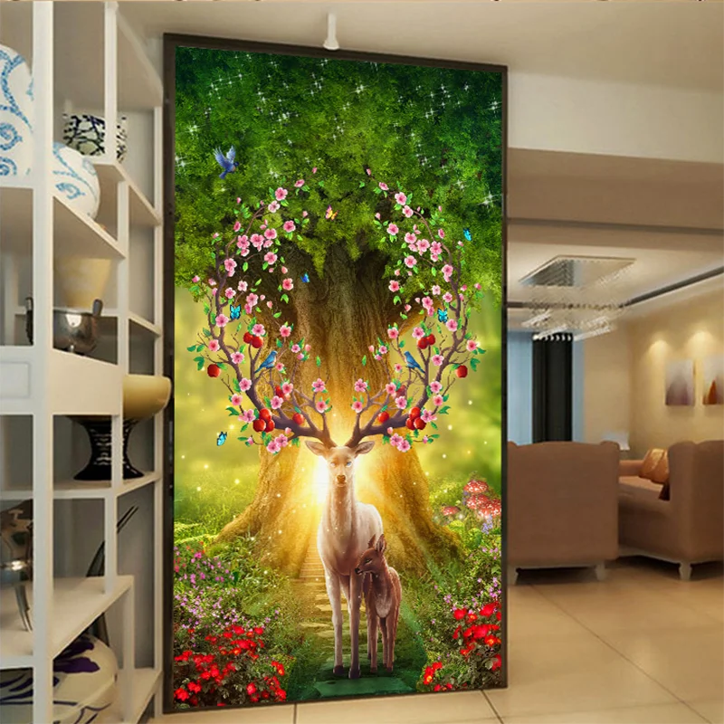 Pintura de diamante 5D DIY, bordado de diamantes con paisaje de árbol, punto de cruz, artesanía para decoración del hogar, regalo de cumpleaños