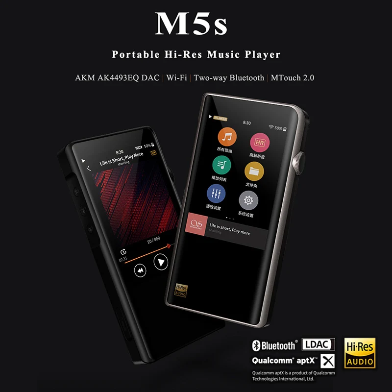 SHANLING M5S Dual AK4493EQ Bluetooth Portable Music Player MP3 USB DAC Headphone Amplifier DSD256 2 5 3 5mm WIFI DLNA Airplay