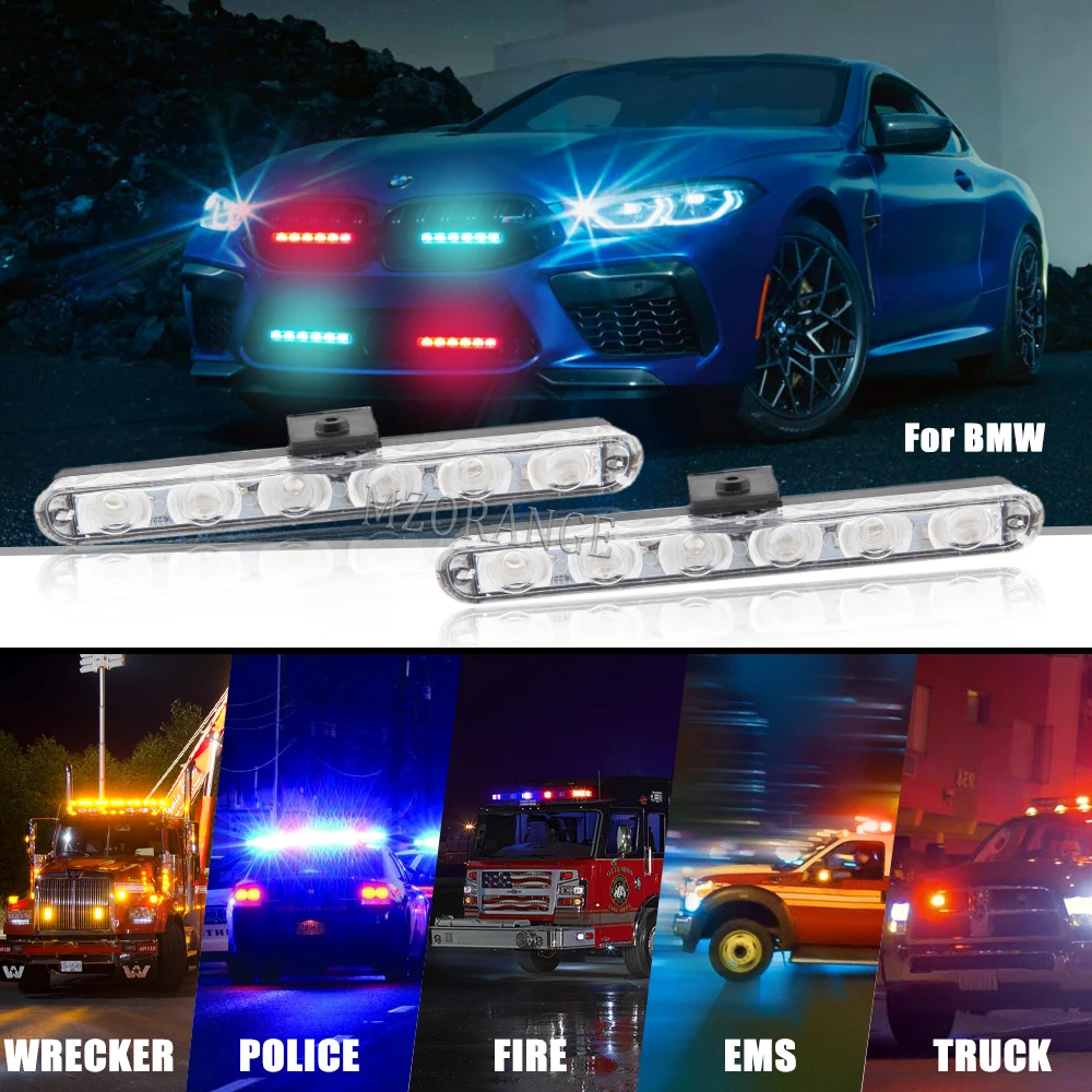 

6LED Stroboscopes Fso Police Strobe Lights Flashlight Led Emergency Firemen Warning Flasher Grill All Car Truck Ambulance 12V