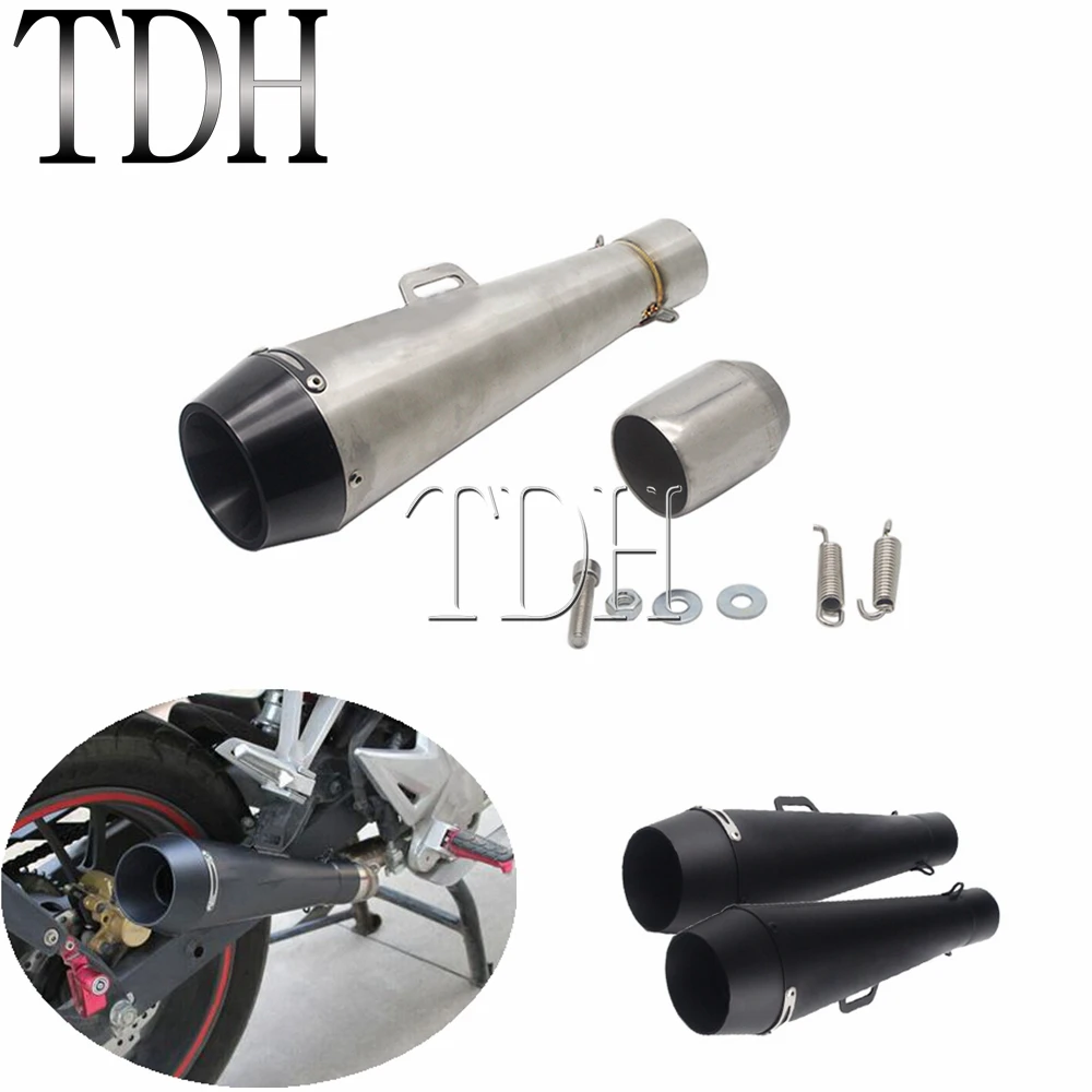 Black/Chrome 38mm-51mm Motorcycle Motocross ATV GP Exhaust Muffler Pipe Slip On Dirt Bike Scooter M4 Universal Silencer