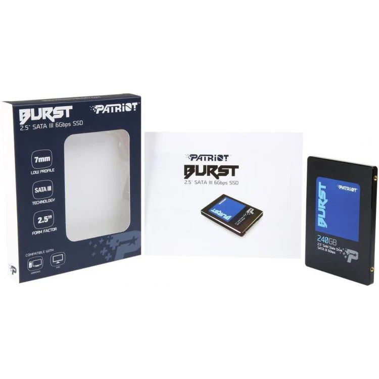 Твердотельный накопитель Patriot Burst PBU240GS25SSDR SSD 2.5&quot 240GB SATA III|Внутренние