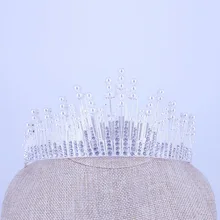 Невесты женские аксессуары для волос деликатес посеребренные полный кристаллов Перл волнистые Tuinga Корона свадебное платье аксессуары A126