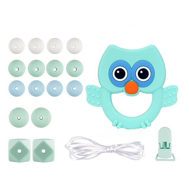 Clips DIY Accesories Set Owl Teether Silicone Bead BPA Free Handmade Teething Toys Holder Chain for Baby Chew