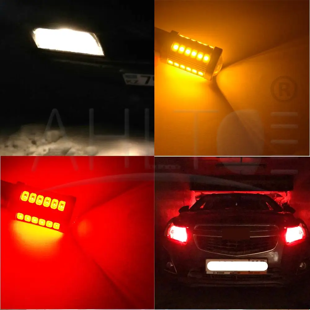 Белый красный желтый 1156 BA15S 1157 BAY15D 7443 3157 P21W 33SMD автомобильный тормозной светильник