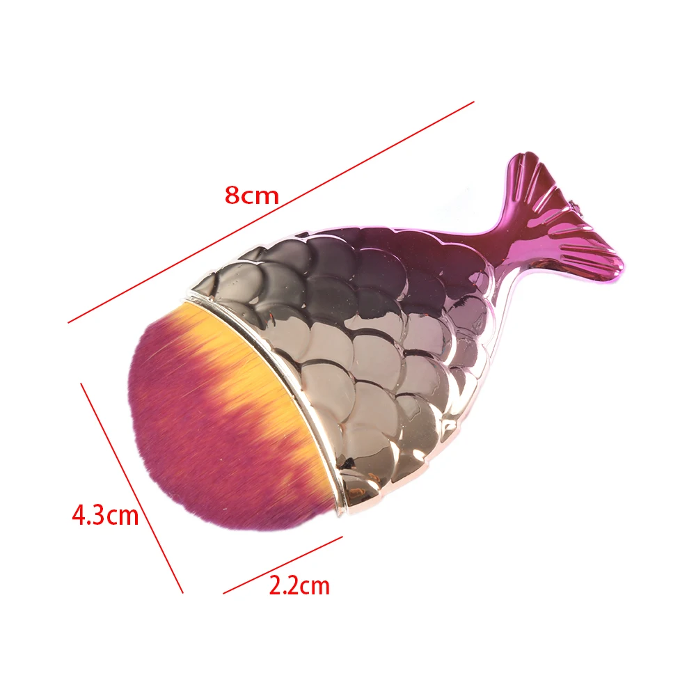 Fish Tail Shape Nail Brush Fishtail Bottom Cosmetic Brushes Soft Cleaning Dust Powder for Nails Care Manicure Tool