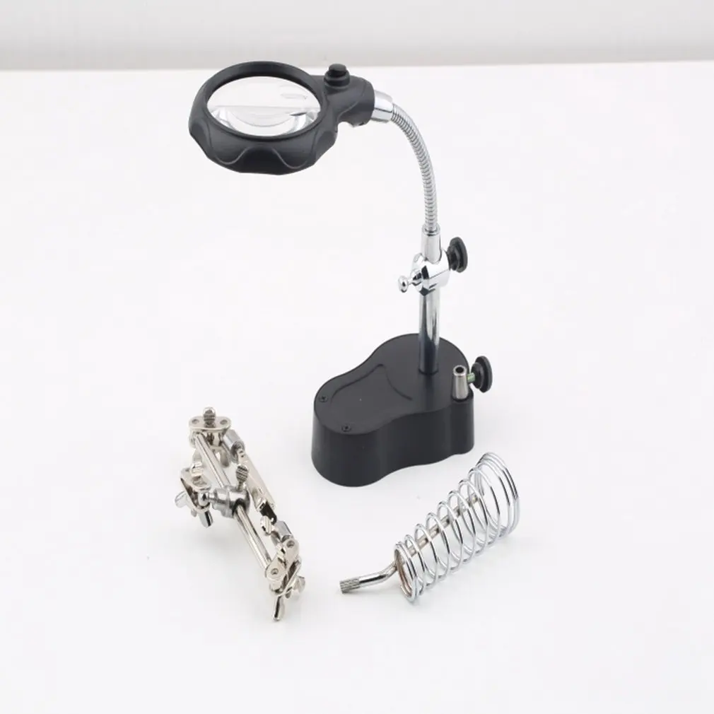 

LED Light Magnifier & Desk Lamp 3.5x 12X Helping Hand Repair Clamp Clip Stand Desktop Magnifying Tool