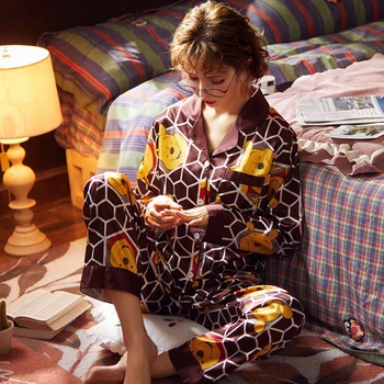 

Sexy Pajamas Set Silk Pajamas For Women Pajamas Sleepwear Satin Set Dot Floral Night Suit Sexy Nightwear Pajamas Casual Homewear