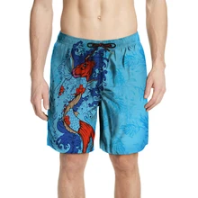 Повседневный стильный принт в китайском стиле Koi 3D пляжные шорты мужские летние быстросохнущие бермуды на шнурке эластичные свободные шорты Боксеры