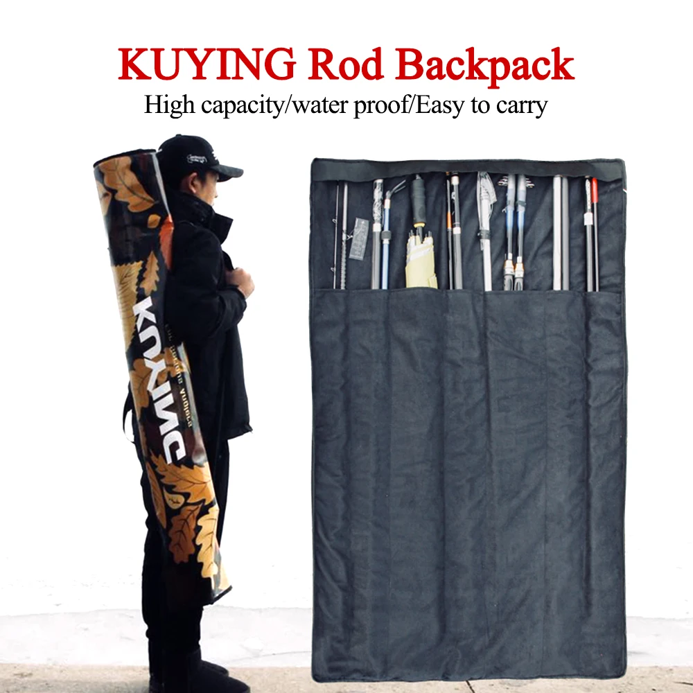 KUYING Fishing Rod Pole Bag Backpack Foldable Storage Carry