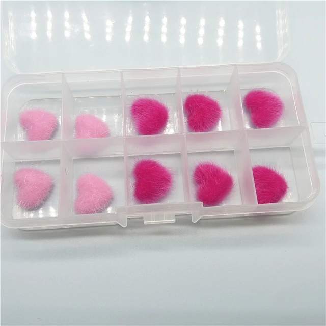 Soft Nail Poms Fluffy Plush Ball Nail Charms Pom Fur Balls Detachable Magnetic Acrylic Tips Jewelry Decorations Ornament Tool E