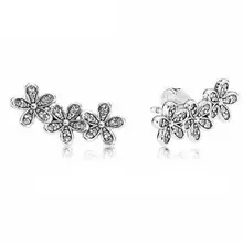 Оригинальные 925 пробы серебряные серьги, ослепительные ромашки с кристаллами, серьги-гвоздики для женщин, свадебный подарок, модное ювелирное изделие