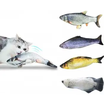 

Fish-shaped cat toy electric funny cat simulation fish interactive toy pet plush fish play pet toy