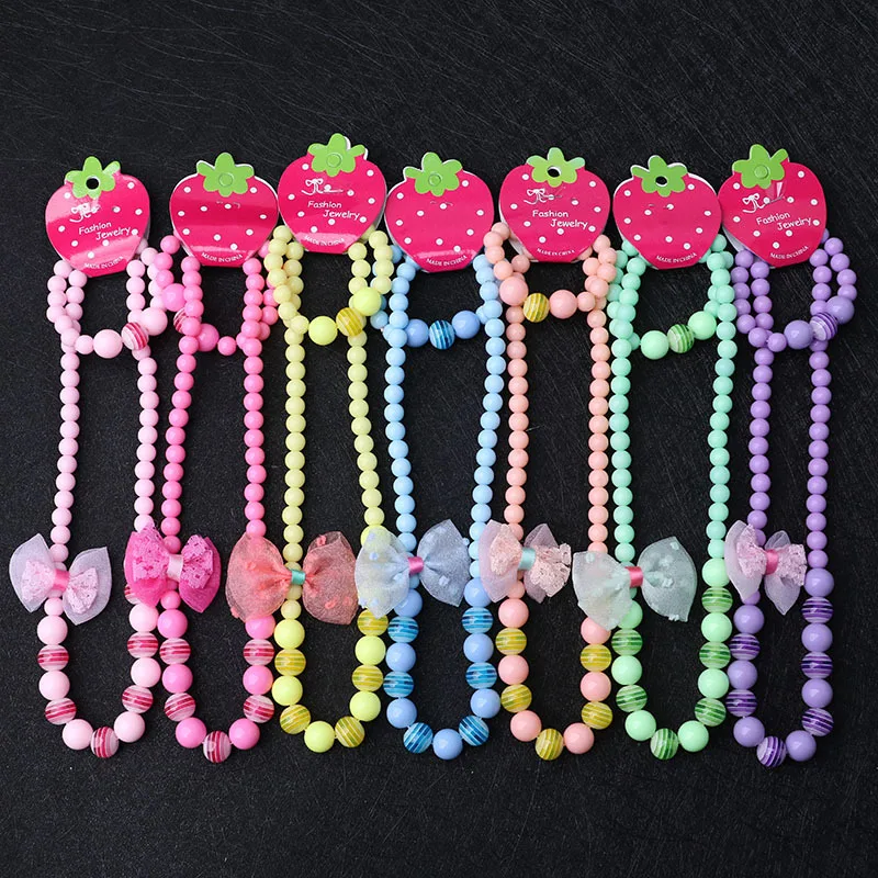 

Spring And Summer New Style CHILDREN'S Necklace Candy Color Beaded Bracelet Sub-Necklace Top Grade Accessories CHILDREN'S Orname