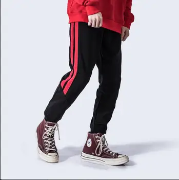 

ZNG Men Casual Pant Male Side Streetwear Fashion Hip Hop Harem Trousers Elastic Waist Jogger Sweatpants