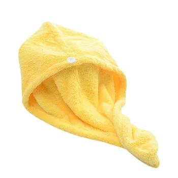 

-Women's Solid Color Coral Fleece Bath Hair Towel Dry Hat Cap Quick Drying Lady Bath Tool- ztou