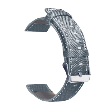 

2020 Canvas Leather Watchband Quick Release Wrist Strap for Xiaomi-Haylou Solar 22mm