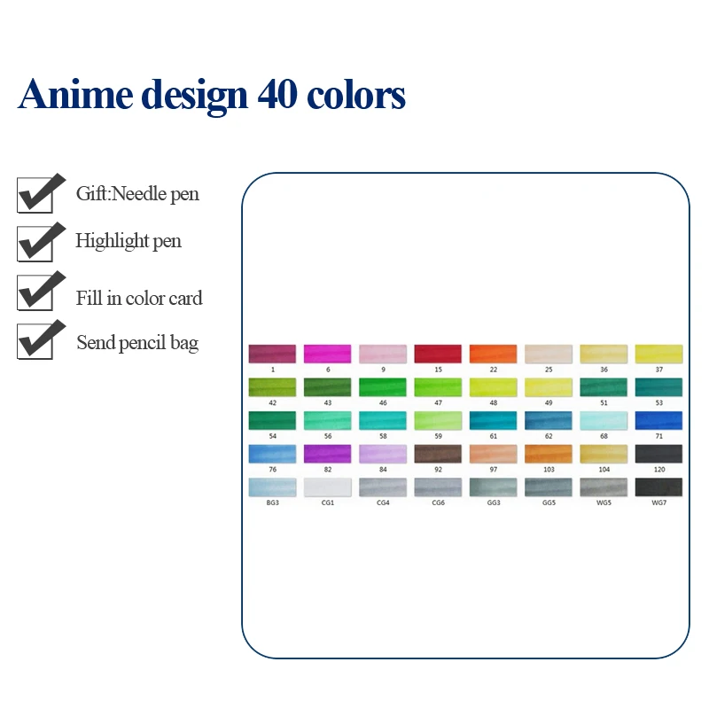 Anime-40colors STA 3203 маркер для рисования набор двойной головой художественный эскиз жирной на спиртовой основе Маркеры Ручка 30/36/40/48/60/80/128/201 Цвета для анимации - Цвет: Anime-40colors