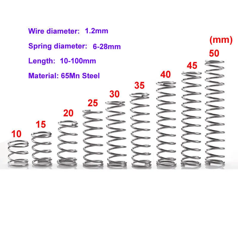 Wire Dia 1.0mm OD 13-16mm Length 10 to 100mm Helical Compression Spring Select 