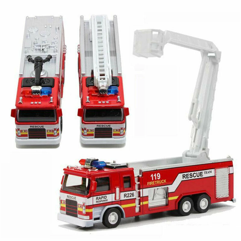 

Детская игрушка, подарочные украшения, демонстрация сувениров, масштаб 1/32, Спасательная Лестница, пожарная машина, литье под давлением, модель