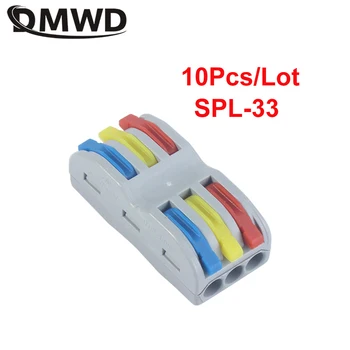 

10pcsSPL-33 Mini Fast Wire Cable Connectors Universal Compact Conductor Spring Splicing Wiring Connector Push-in Terminal Block