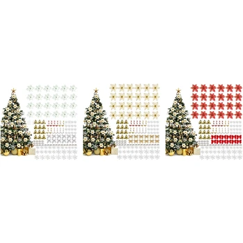 

120Pcs Gold Christmas Tree Ornaments Set Including Christmas Glitter Hanging Bells for Xmas Wreaths Decorations