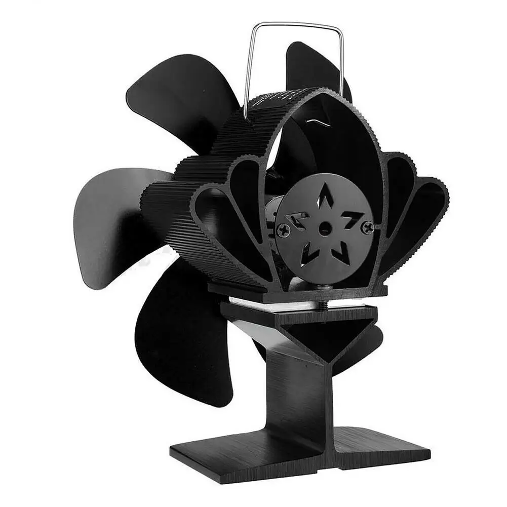 6-blade Fireplace Fan Quiet Safe Heat Powered Stove Fan Aluminum Alloy Fireplace Heating