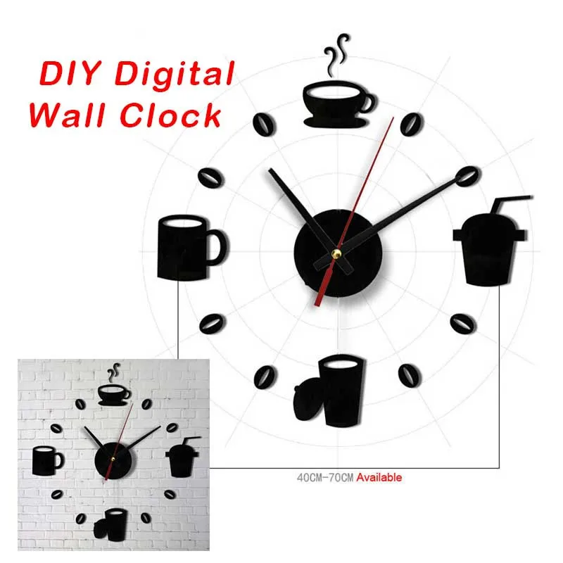 

Fashion Acrylic DIY Self Adhesive Interior Wall Creative Decoration Clock Wall Clock Home Decor Table Clock Use AA batteries